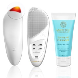 Lumineo SONIC THERMO 6-in-1 Gesichtsreinigungsbürste zur Poren- Peeling- und Mitesserreinigung, IPX7 (mit Reinigungsgel für normale Haut)