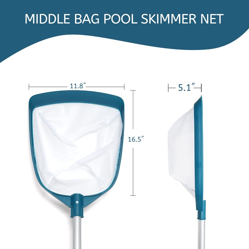 POOLWHALE Upgrades Swimming Pool Leaf Net Skimmer Rake with Adjustable