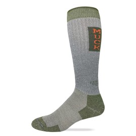 MUCK Boot Mens Merino Wool Heavyweight Seamless Toe Tall Boot Socks 1 Pair Pack (X-Large, Grey)