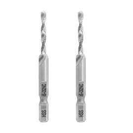 Bonsicoky 2 Pcs 6-32NC Combination Tap and Drill Bit, Multi Use Countersink Hex Bit, Silver