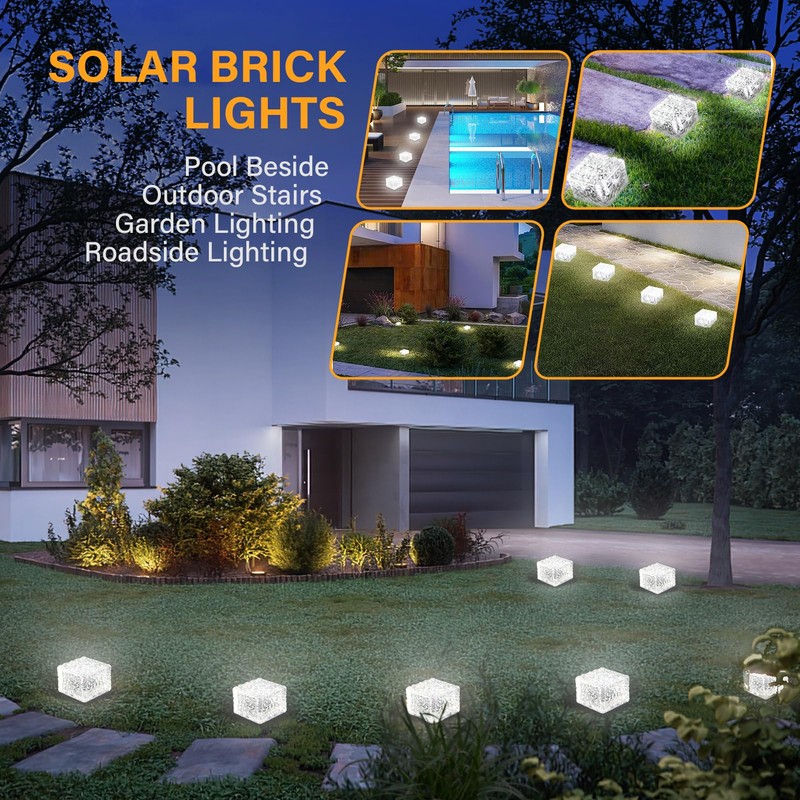 JKIMK Solar Brick Lights - Outdoor Waterproof Patio & Garden