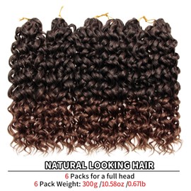 QRHSUKA Curly Crochet Hair GoGo Curl Crochet Hair for Women Ocean Wave Crochet Hair Synthetic Bohemian Crochet Braid Water Wave Crochet hair Extensions (12 inch(Pack of 6), T1B/30)