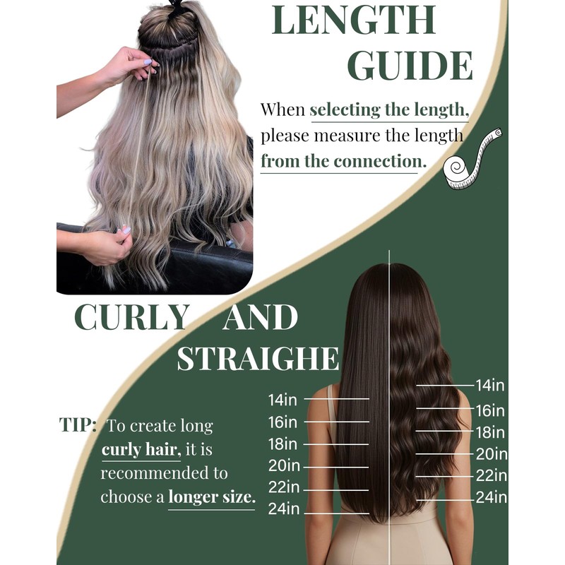 Ugeat Nano Bead Hair Extensions Human Hair Light Blonde with