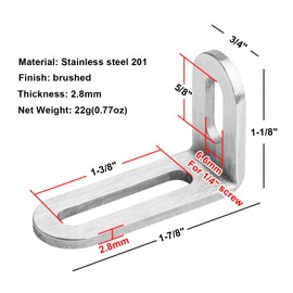 Fanmao 20 Pcs 1-7/8"L x 3/4" W x 1-1/8"H Slotted Corner Brace, Adjustable L Angle Bracket, 1/8" Thick
