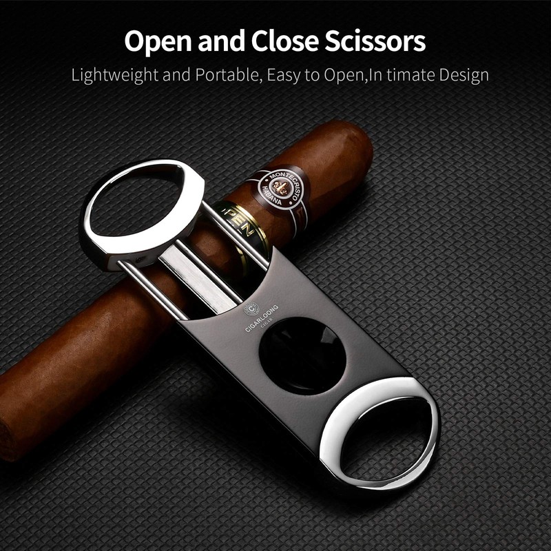 CIGARLOONG Cigar Cutter V-Cutter Stainless Steel Silver Cigar Cutter
