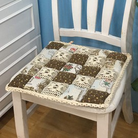 vctops Patchwork Chair Pad with Ties No Slip Lace Trim Chair Cushion Farmhouse Floral Print Kitchen Dining Seat Cushion (610, 16"x16")