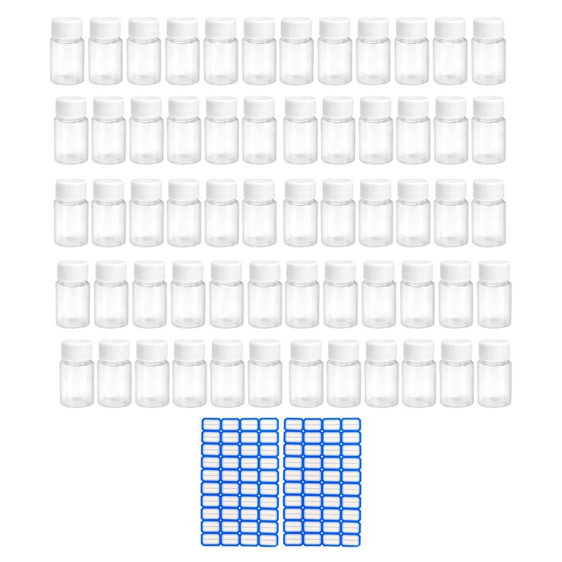 TENOL 60Pcs Clear Liquid Sample Vial Liquid Sampling Bottles 15ml