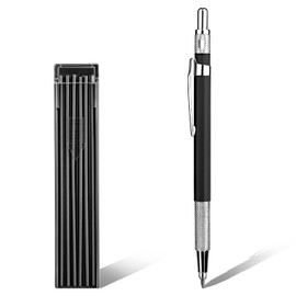 SAVITA Mechanical Pencil Set,Including 1pc Pencil and 12pcs 2mm Pencil Refills 2B Automatic Pencils for Carpenter Engineering Writing Crafting(Black)