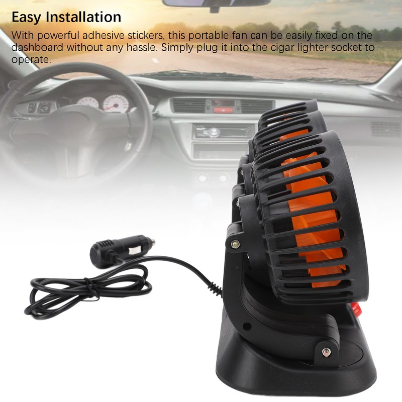 Three Head Car Fan 2 Speed Adjustable 360 Degree Rotation