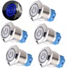 DMWD 5Pcs 19mm Metal Latching Push Button Switch Waterproof Anti-Vandal