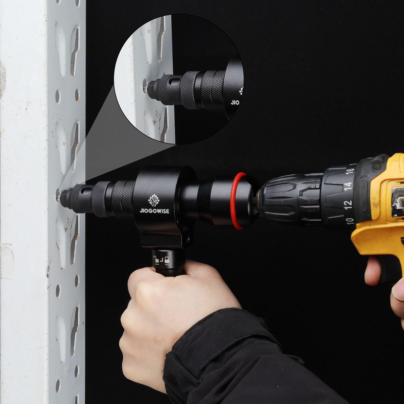 JIOGOWISE 2-in-1 Design Cordless Rivet Gun Adapter and Rivet Nut