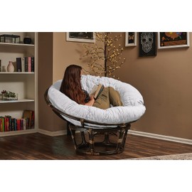 Hudson Comfort Papasan Cushion Cover - Quilted Shape, Soft Microfiber Fabric, Zippered Papasan Cushion Cover Only - 55 Inches (Fits a 48-53 Inch Papasan Cushion) White