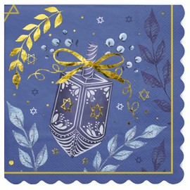 WRAPAHOLIC 50Pcs Hanukkah Paper Napkins - 3 Ply Disposable Hanukkah Luncheon Napkin for Christmas Party Supplies Tableware, Xmas Holiday Party Decorative Towels - 6. 5 x 6.5 In