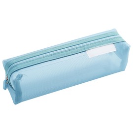 Tabanzhe 1Piece Zipper Mesh Pencil Bag - Transparent Mesh Stationery Bag for Boys and Girls - Sky Blue-Square Mesh, Transparent Mesh Stationery Bag for Exam, Student Mesh Minimalist Pencil Bag
