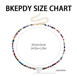 BKEPDY Necklaces for Women Boho Chain Women's Boho Necklace Colourful Necklace Women's Colourful Chains Colourful Pearl Necklace Boho Jewellery Women's Hippie Chain Boho Style Outer Banks Jewellery,