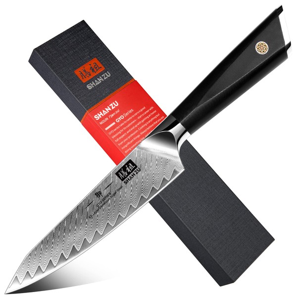 SHAN ZU Kochmesser Allzweckmesser Profi 15cm 67 Schichten Damaststahl Küchenmesser