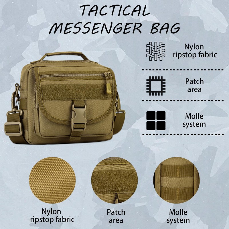 Protector Plus Tactical Messenger Bag Men Small Military MOLLE Crossbody