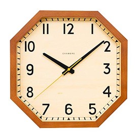 INTERZERO CHAMBRE OCTAGON CLOCK Wall Clock CH-054BR Brown W11.1 x H11.1 x D1.8 inches (282 x 282 x 45 mm)
