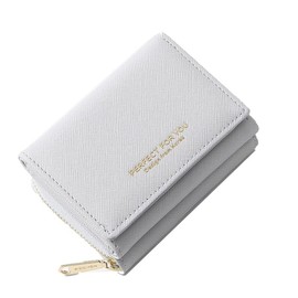 Bamboo Dive! Women's Trifold Wallet, Compact Wallet, Mini Wallet, Button Type, Coin Purse, Card Holder, Work or School Commutes, gray