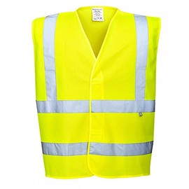 Portwest FR71YER4X/5X Hi-Vis Anti Static Vest, Flame Resistant, Regular, Size: 4X/5X, Yellow