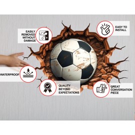 3D Football Wall Stickers by Decords - Premium Football Stickers for Boys, Elevate Your Space with Football Wall Art, Soccer Football Art Vinyl Wall Art Sticker - 21x15 inches