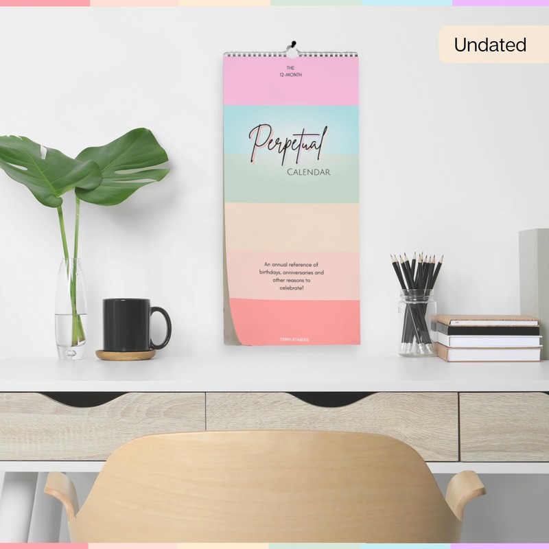 Perpetual Monthly Wall Calendar for Birthdays, Anniversaries & Special Dates