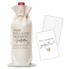 OICPYD Godfather Proposal Gifts, Godfather Wine Bag, Will You Be My Godfather Gifts, God Father's Proposal Gifts, Baptism Decorations, 1 Pc Wine Bag With Greeting Card (G22)