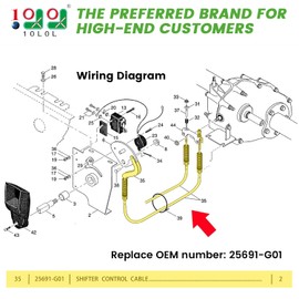 10L0L Golf Cart Forward & Reverse Shift Cable Assembly for EZGO Gas 1991-2001 4-Cycle TXT, Medalist, Marathon, Workhorse 800,replace OEM 25691G01 (40" Long)