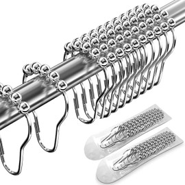 24 Pcs Shower Curtain Hooks, Stainless Steel Shower Curtains Rings (Silve)