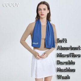 COOUV Sports Towel of Lightweight Quick Cooling Ice Silk Fabric Longer Size (Blue, Red)