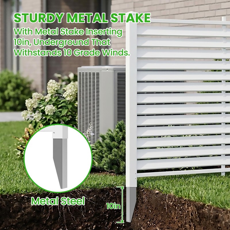 5 Ft x 4 Ft Air Conditioner Fence, White Vinyl