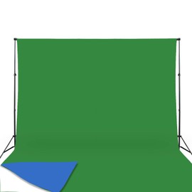 ISSUNTEX 6X9 ft Background Muslin Backdrop, Photo Studio, Collapsible High Density Screen for Video Photography and Television-Blue/Green