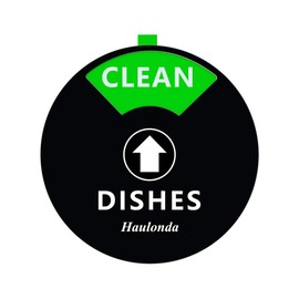 Magnet Clean Dirty Dishwasher Sign Indicator with “RUNNING” and “EMPTY”Options, Works on All Dishwashers, Non-Scratch Strong Magnetic Backing, Residue Free Adhesive Included, 4 Inch, Black)