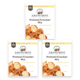A Blend Above Cheddar Bacon Cracker/Pretzel Seasoning, 3 Pack Gourmet Cracker and Pretzel Seasoning, Easy to Make, Makes 2 Sleeves of Crackers or 2 Bags Oyster Crackers, Makes 1 Bag of Pretzels, All Natural, No Msg, No Preservatives, Low Sodium, Gluten-F