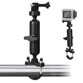 xiruiubao Action Cam Motorcycle Handlebar Mounts for Bicycles and Motorcycles for Action Camcorders 360° Rotatable Dual Afera Head Clamp Mount for Camera, Action Camera, DSLR