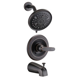 Ultrimkit 9-Setting Rain Shower Faucet Trim Kit Compatible with 13/14 Series, High Pressure 5.5" Round Rain Shower Head& Tub Handle Set, Oil Rubbed Bronze(Valve& Catridge Not Inclued)