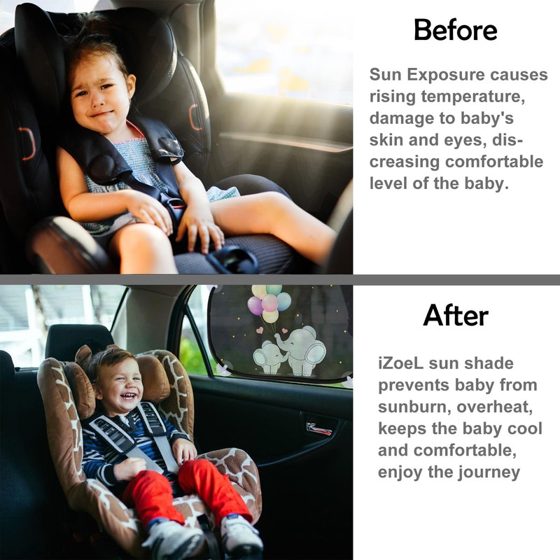iZoeL Auto Sonnenschutz Kinder, Sonnenschutz Auto Baby, Auto Fenster Seitenscheibe