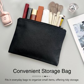 Jaasuee Compact Vegan Leather Makeup Bag for Travel, Small Cosmetic Pouch with Zipper for Women - Black