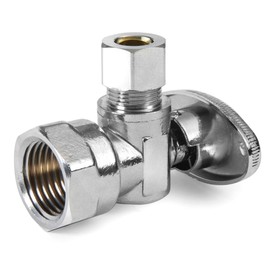 (Pack of 10) EFIELD 1/2" FIP Iron Pipe x 3/8" Compression Chrome 1/4-Turn Angle Stop Water Shut-off Ball Valve