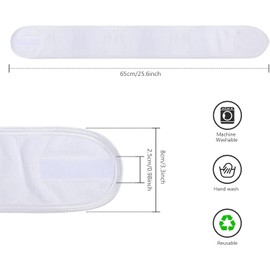 Spa Facial Headband Make Up Wrap Head Terry Cloth Headband, 3Pcs Spa Facial Headbands Terry Cloth Stretch Make Up Wrap, Make Up Wrap Head Terry Cloth Headband, Soft Microfiber Face Wash Headband (White)
