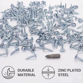 (Pack of 300) Zinc Plated Steel 4.2 x 19mm Wood Screws Metal Screws Phillips Modified Truss Head Self Tapping (300, 4.2 x 19mm)