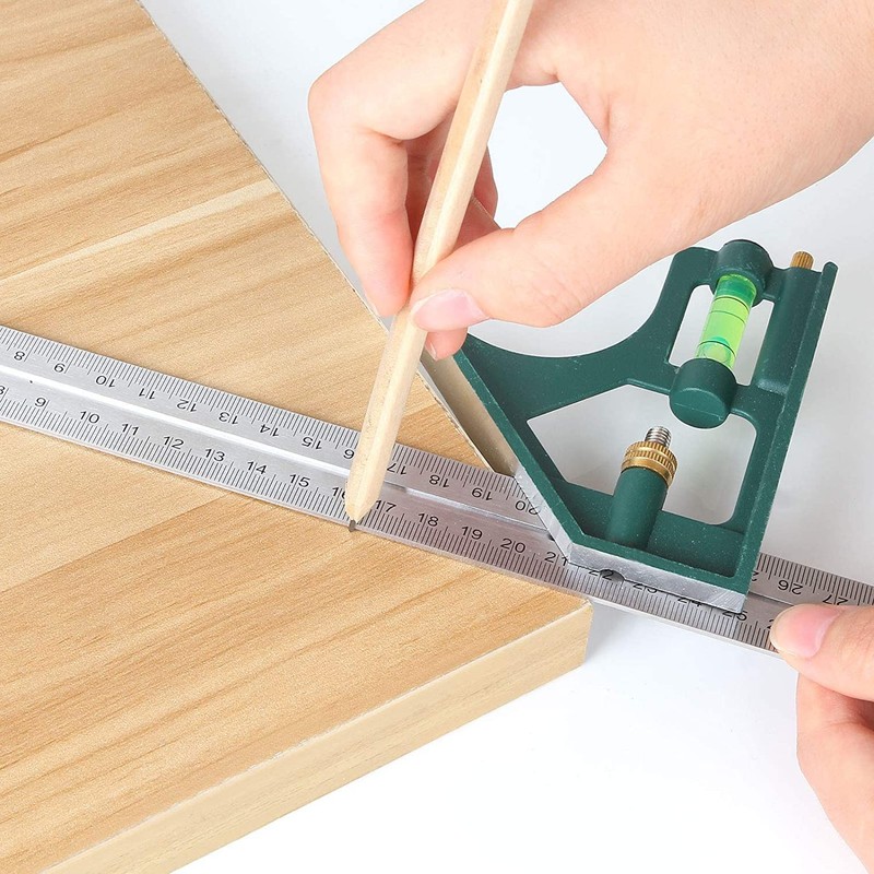 Hegebeck Multifunctional Combination Square Ruler Stainless Steel 304 Ruler Body