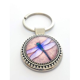 Handmade Lavender Dragonfly Keychain for Women