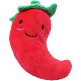 BWESOO Red Fruits and Vegetables Dog Squeaky Plush Chili Eggplant Corn Puppy Dog for Small Dogs,Chili,Size 1 Nice and Practical Pet Supplies