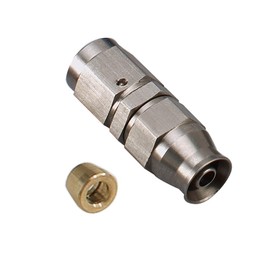 AC PERFORMANCE Stainless Steel Straight Brake Fitting -3 AN 3/8 x 24 Swivel Female Thread to AN3 PTFE Hose End For Teflon Hose with Brass Olive Insert