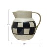 Creative Co-Op Farmhouse Stoneware Painted Checker Design, Ivory and Black