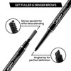 RENEE Superdense Eyebrow Pencil with Spoolie - Black, Smudge Proof,