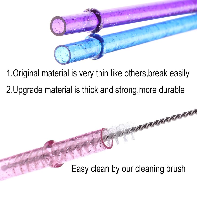 Dakoufish BPA-Free 12 Piece 11 Inch Reusable Clear Plastic Glitter