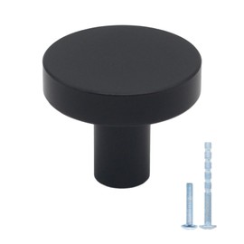 HANIHUA 30 Pack Black Cabinet Knobs, Solid Dresser Knobs Kitchen Drawer Knob, Matte Black Single Hole Knob for Cabinets and Drawers Round