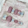 Argyle knit handmade nail tips, pedi tips - Coffin Egg